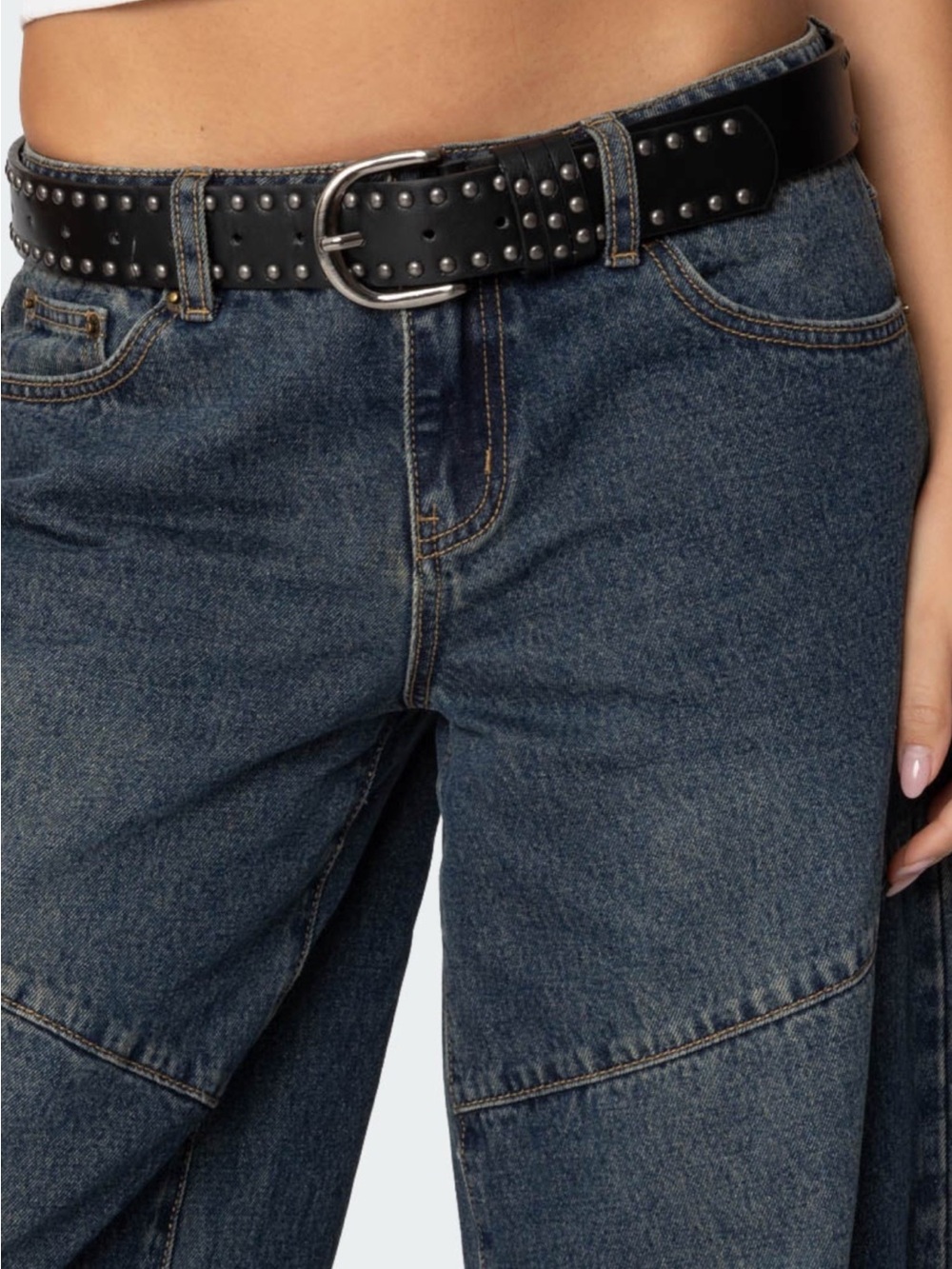 EDIKTED STUDDED FAUX LEATHER BELT O/S BLACK NWT BUNDLE2SAVE